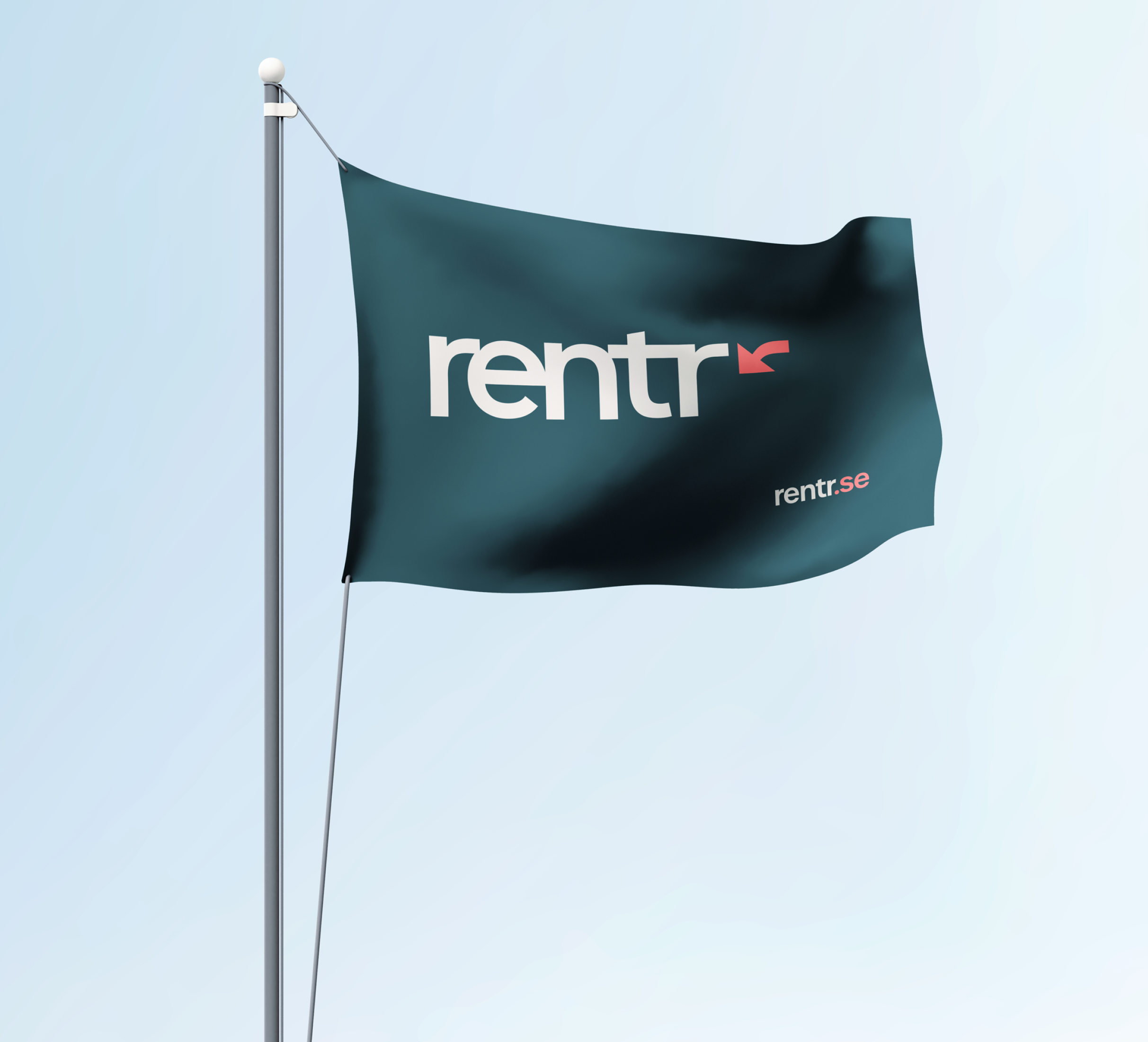 Rentr logo on a flag